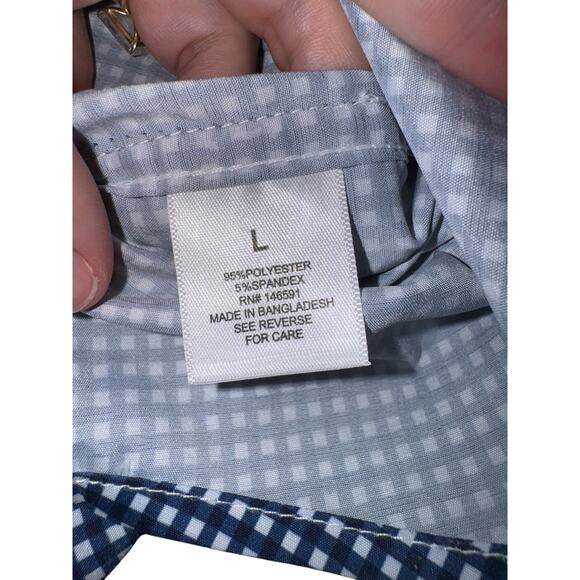 Drake Men’s Large Blue Check Short Sleeve Button Up Fishing Shirt Vented Outdoor - Picture 11 of 14